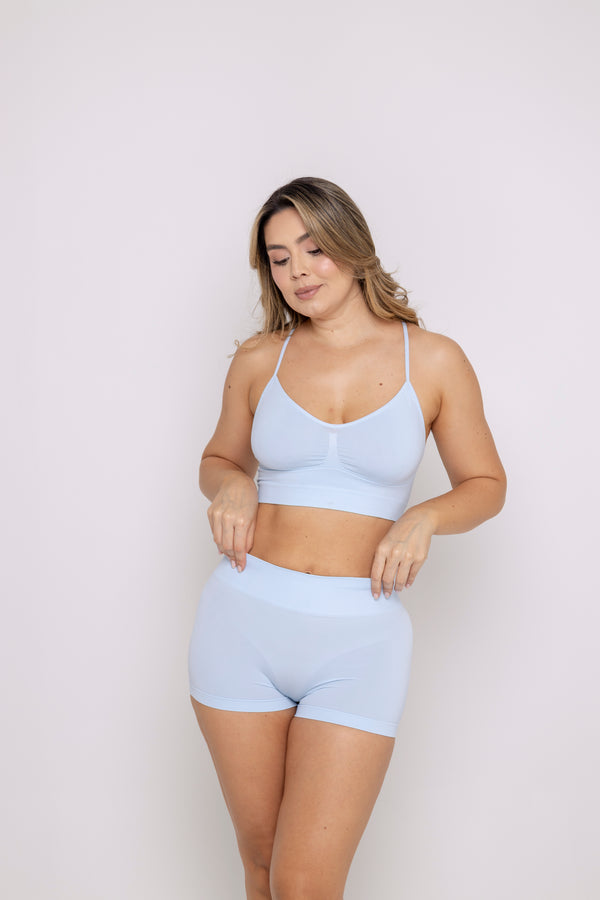 Top Ruche con Tiras Cruzadas en Espalda Seamless